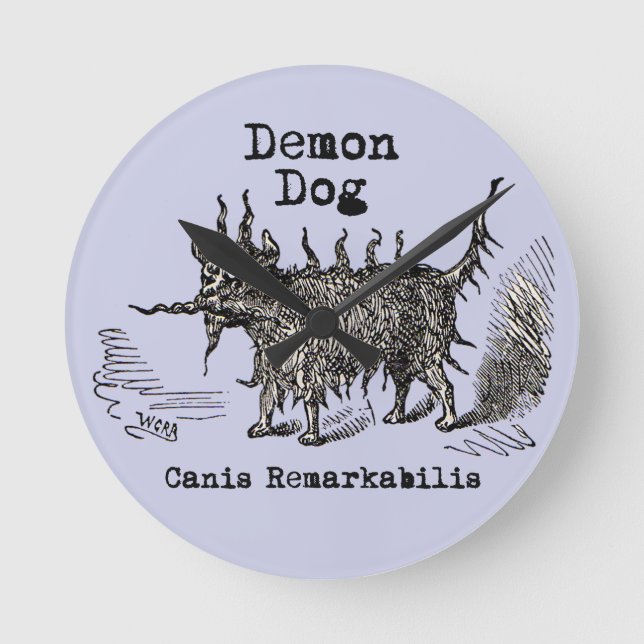 Hund Demon Vintage Funny Cute Rund Klocka (Framsida)