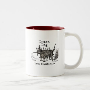 Hund Demon Vintage Funny Cute Två-Tonad Mugg