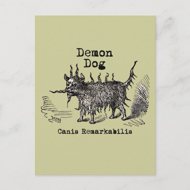 Hund Demon Vintage Funny Cute Vykort (Framsida)