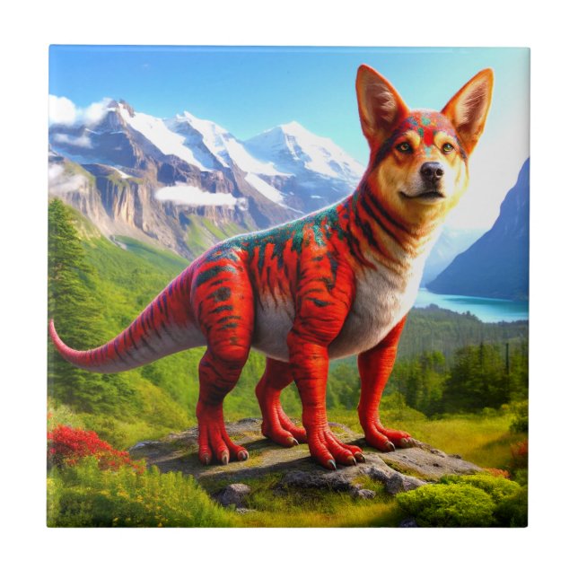 Hund Dinosaur Kakelplatta (Framsidan)