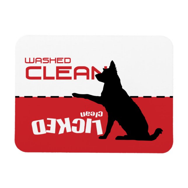 Hund Dishwasher Magnet - Slickat ren (Horisontell)