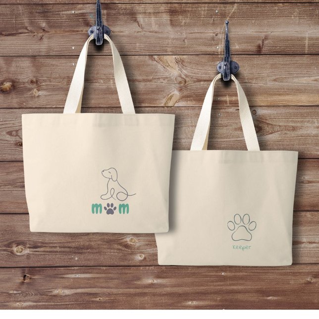 Hund disline Hund Mamma Tote Bag Jumbo Tygkasse (Grab this trendy Dog Mom tote. Personalize the back with your dog's name. Perfect for on the go!)