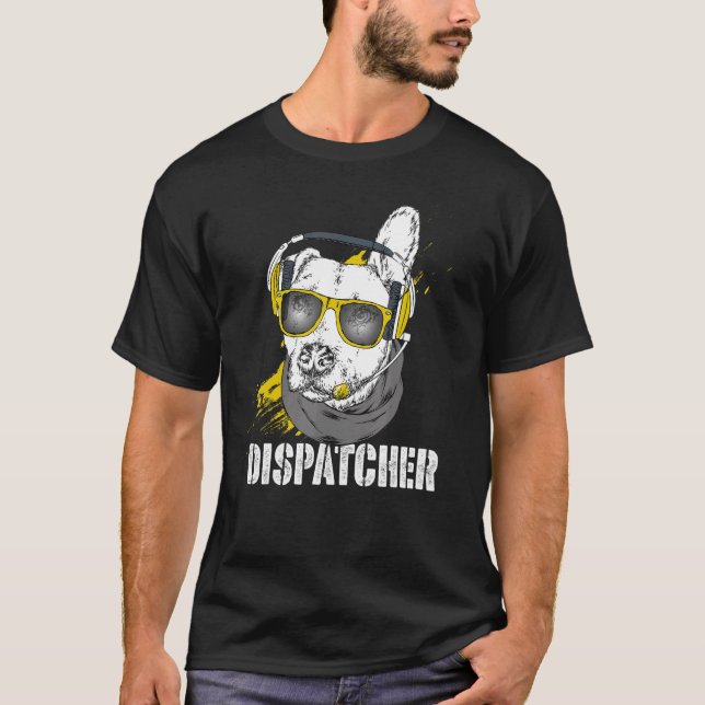 Hund Dispatcher 911 Headset Operator Dispatch T Shirt (Framsida)