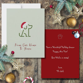 Hund disposition Grönt med Santa Hat-Helgdag Anteckningskort