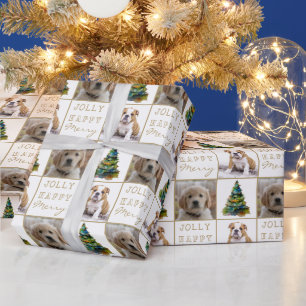 Hund Djur 2 Bilder Julgran Vattenfärg Presentpapper
