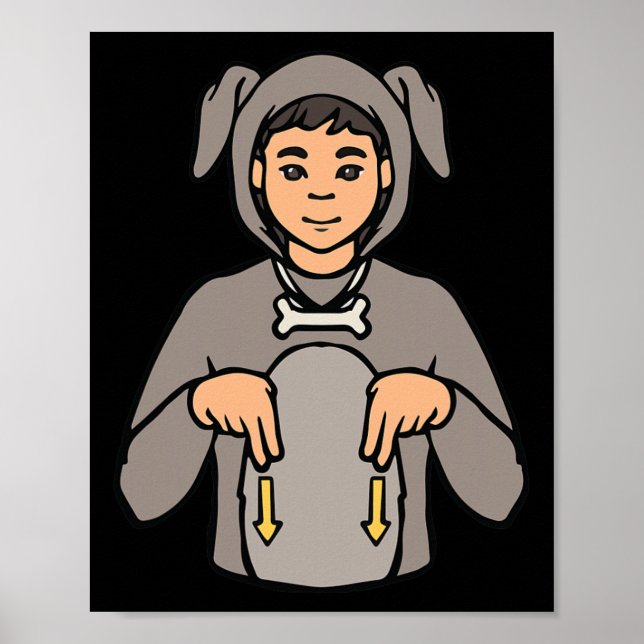 Hund Djur ASL Hand Gest Tyst Hörselnedsättning Med Poster (Framsidan)