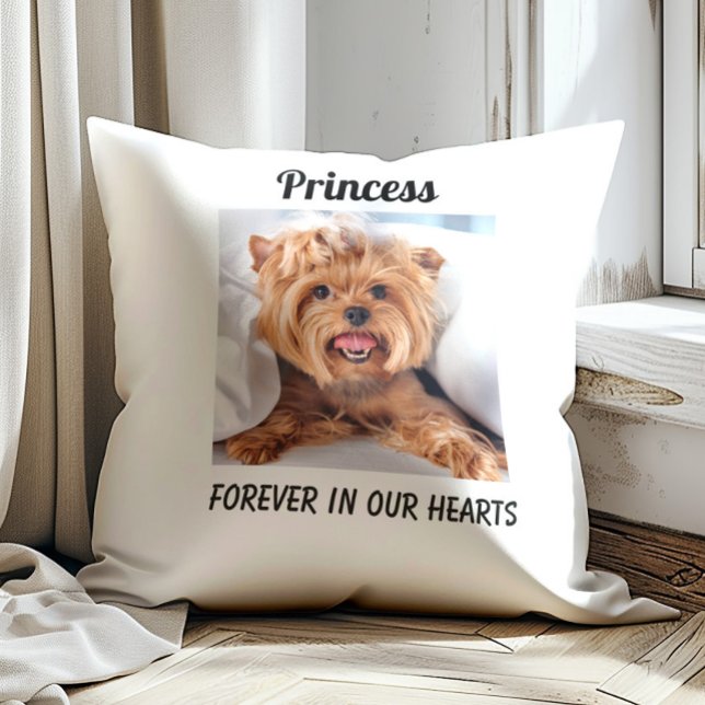 Hund Djur Minnesmärke Minne För Evigt I Hjärtan Kudde (Pet remembrance pillow-white)
