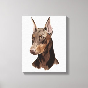 Hund Doberman! Bekvämt porträtt på arbetsytan! Canvastryck