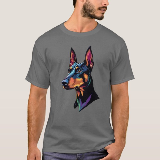 Hund Doberman Colorful T Shirt (Framsida)