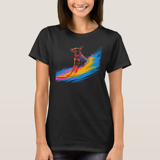 Hund Dobermann Pinscher Surfare T Shirt (Framsida)