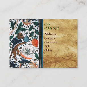 HUND DOKTOR MED KITTEN Parchment Monogram Visitkort