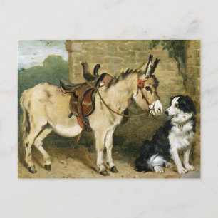 Hund & Donkey Animal Friends - Vintage Art by Emms Vykort