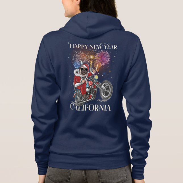 Hund Drives a Motorcycle to California T Shirt (Baksida)