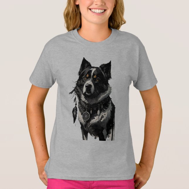 hund, drömmare, amulet, talisman. t shirt (Framsida)