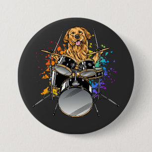 Hund Drummer spelar dammrunda Knapp
