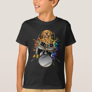 Hund Drummer spelar Drums Boy T Shirt