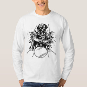 Hund Drummer spelar Drums Manar LS T Shirt
