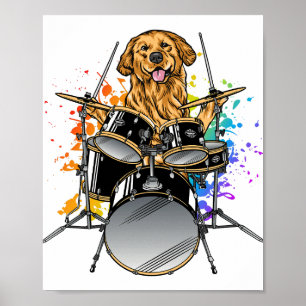 Hund Drummer spelar upp Drummer Poster