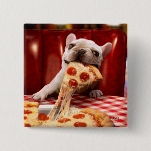 Hund Eating Pizza-segment Knapp