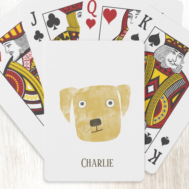 Hund eget namn för Lunny Golden Labrador Retriever Casinokort (Golden Labrador Retriever Dog fun personalized art playing cards)