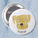 Hund eget namn för Lunny Golden Labrador Retriever Knapp<br><div class="desc">En söt Golden Labrador Retriever-hund-färgmålning som får dig att le. Anpassa genom att ändra eller ta bort namn.</div>