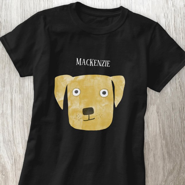 Hund eget namn för Lunny Golden Labrador Retriever T Shirt (Fun golden labrador retriever dog personalized name t-shirt)
