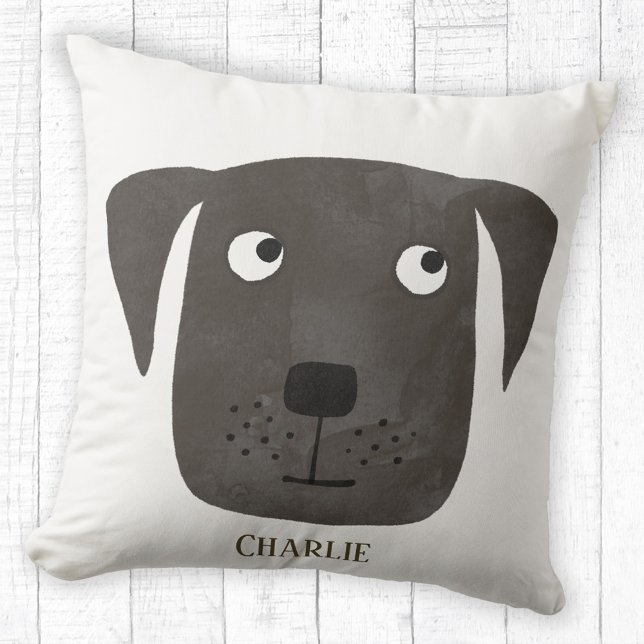 Hund eget namn för Lusopsfelsarbetaren Retriever Kudde (Black Labrador Retriever Dog fun personalized name throw pillow)