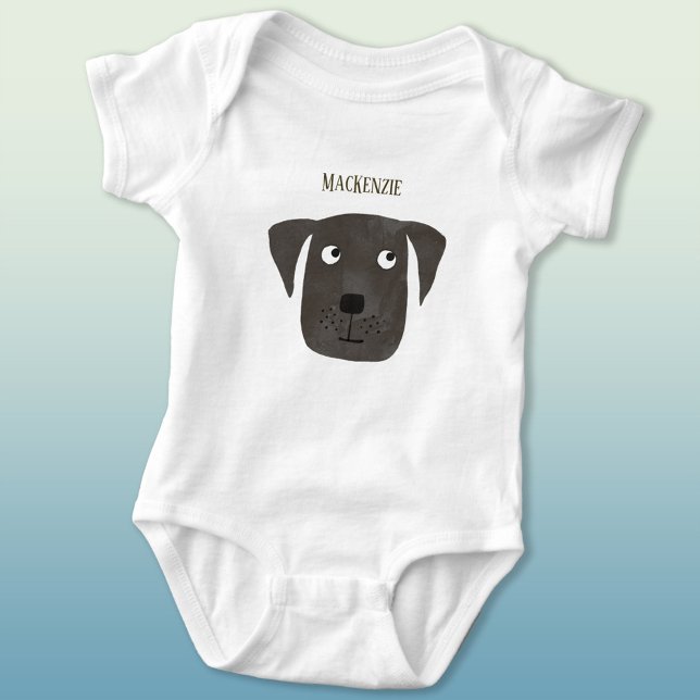Hund eget namn för Lusopsfelsarbetaren Retriever T Shirt (Cute Black Labrador Retriever Dog personalized name baby bodysuit)