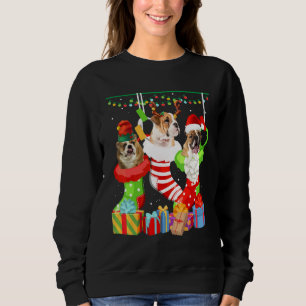Hund Engelsk Bulldog Jul Sockar Xmas Pyjamas P T Shirt