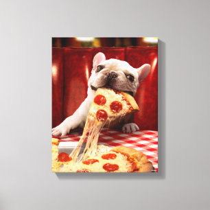 Hund Etering av Pizza-segment Canvastryck
