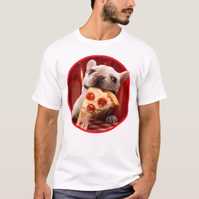 Hund Etering av Pizza-segment T Shirt (Framsida)