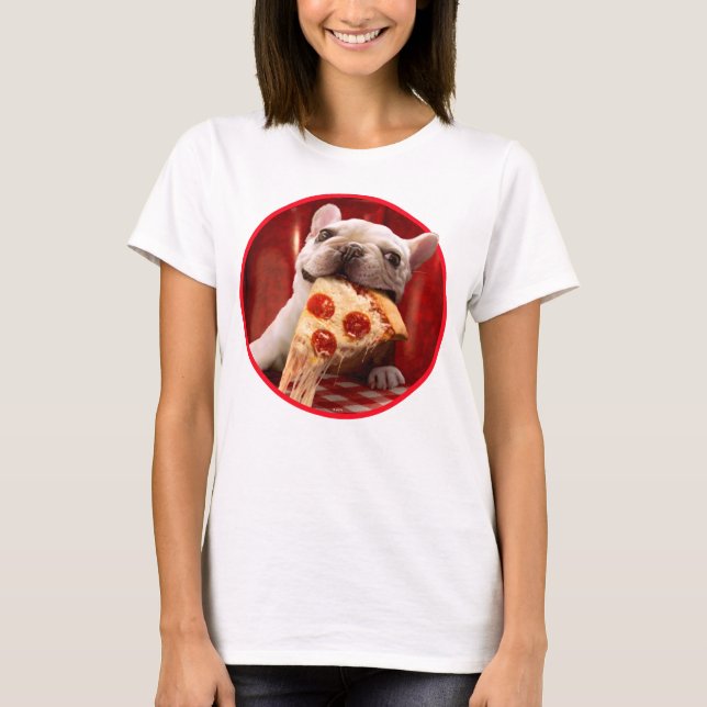Hund Etering av Pizza-segment T Shirt (Framsida)