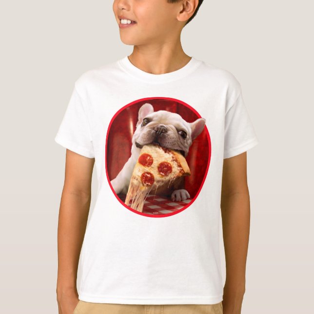 Hund Etering av Pizza-segment T Shirt (Framsida)