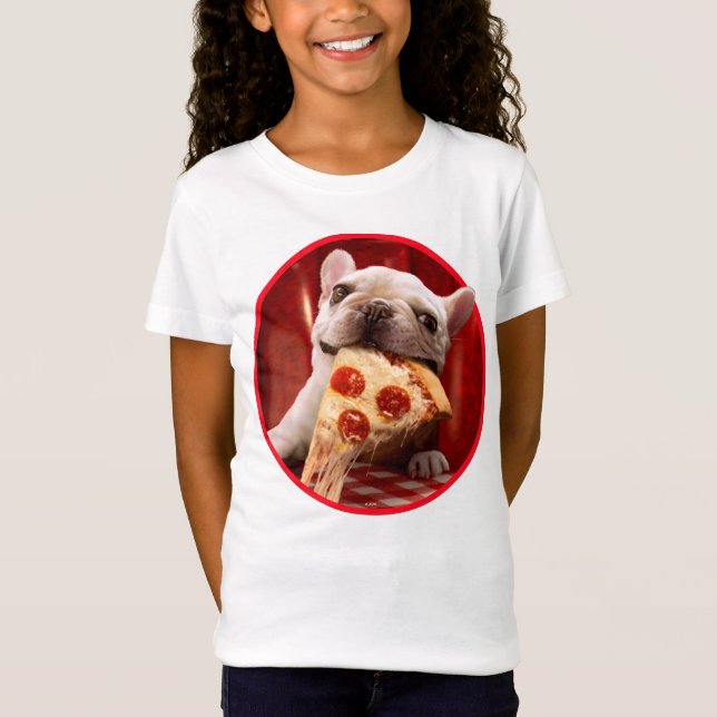 Hund Etering av Pizza-segment T Shirt (Framsida)