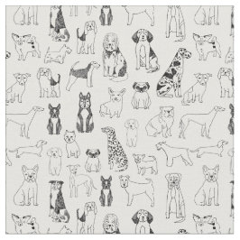 Hund Fabric - svartvitt, hundar design, hund Tyg