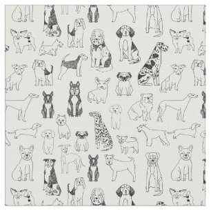 Hund Fabric - svartvitt, hundar design, hund Tyg