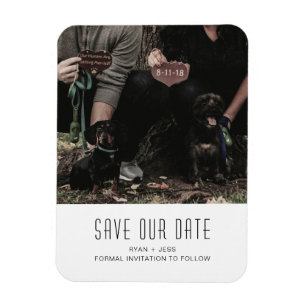 Hund familjefotot - Spara datum unikt Magnet