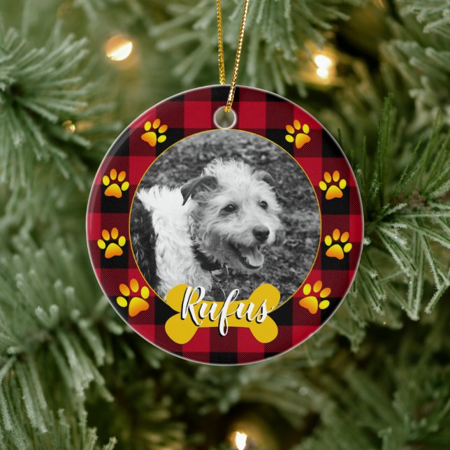 Hund, familjejobb, ben, tass, buffelpapp julgransprydnad keramik (Träd)