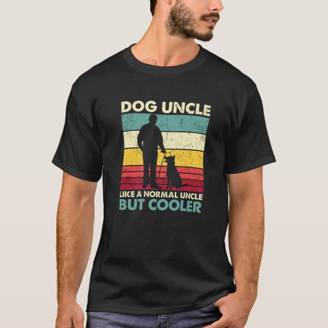 Hund farbror - Retro Sunset Hund älskare Funny Far T Shirt (Framsida)