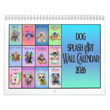 Hund Färgglad Splash Art Väggkalender 2026