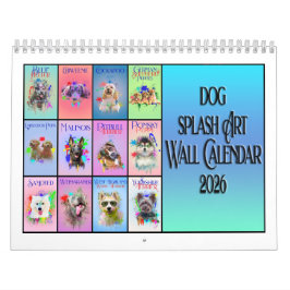 Hund Färgglad Splash Art Väggkalender 2026 Kalender