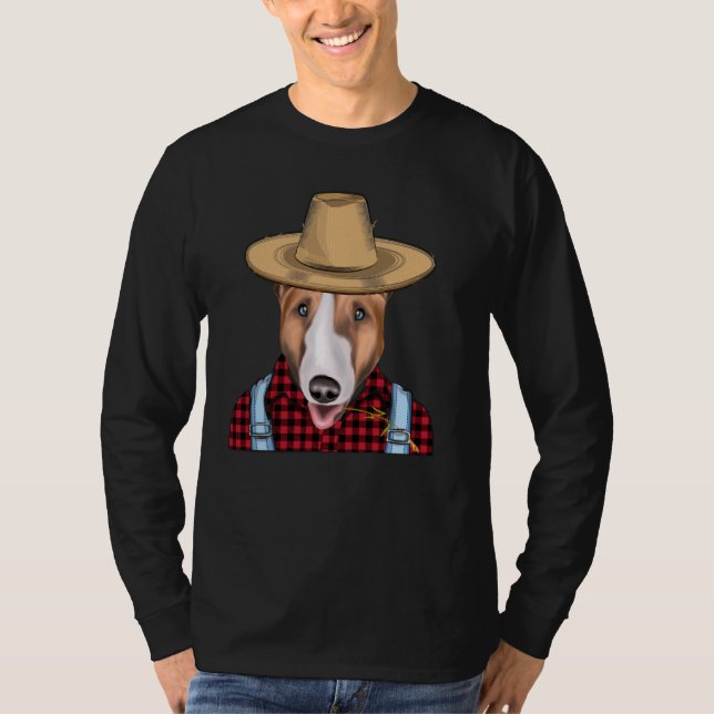 Hund Farmer Bull Terrier Farming T Shirt (Framsida)