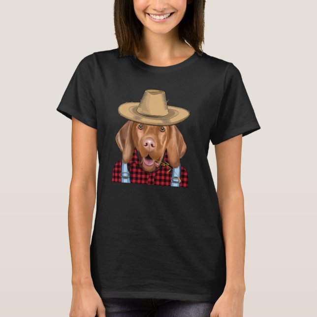 Hund Farmer Vizsla Farming T Shirt (Framsida)