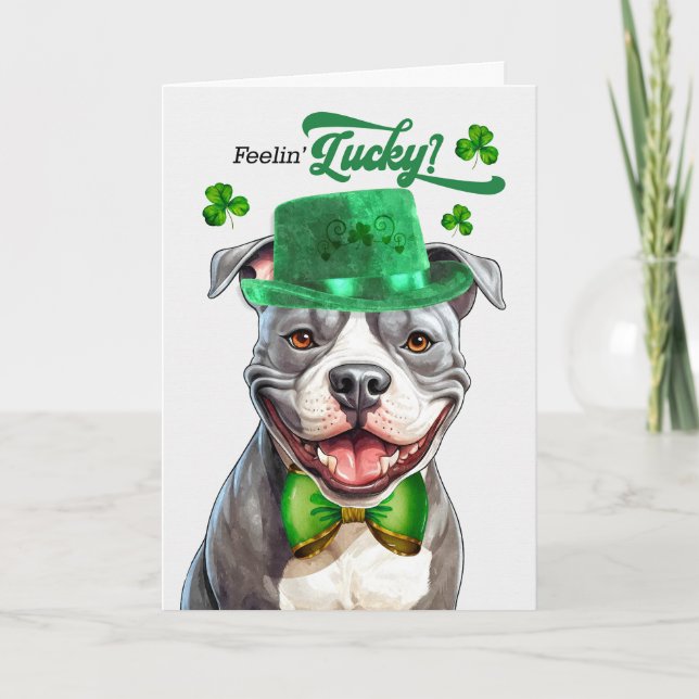 Hund Feelin'Lucky St patrick's day Helgkort (Framsida)