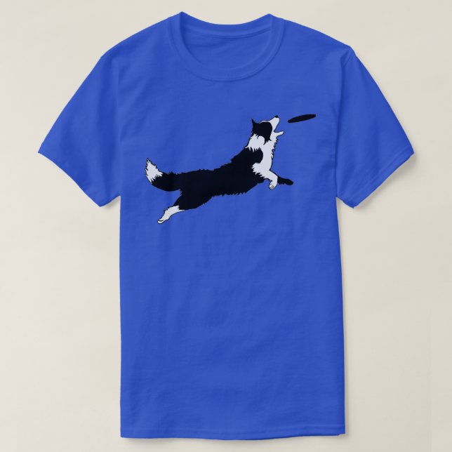 Hund Fetch Frisbee Gräns Collie  T Shirt (Design framsida)