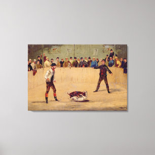 Hund Fighting (olja på papper mark) Canvastryck