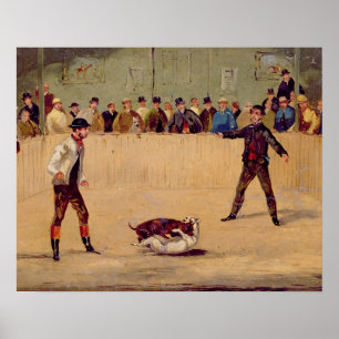 Hund Fighting (olja på papper mark) Poster