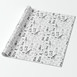 Hund Figursättning Papprare - svart och vitt hund  Presentpapper