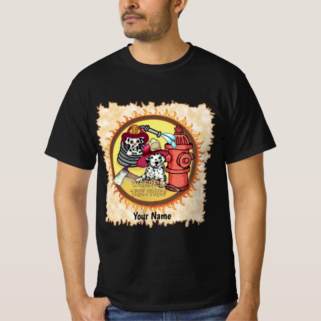 Hund Firefighters T Shirt (Framsida)