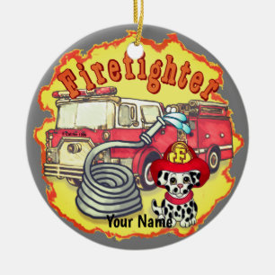 Hund Firelångtradare Firefighter Ornament